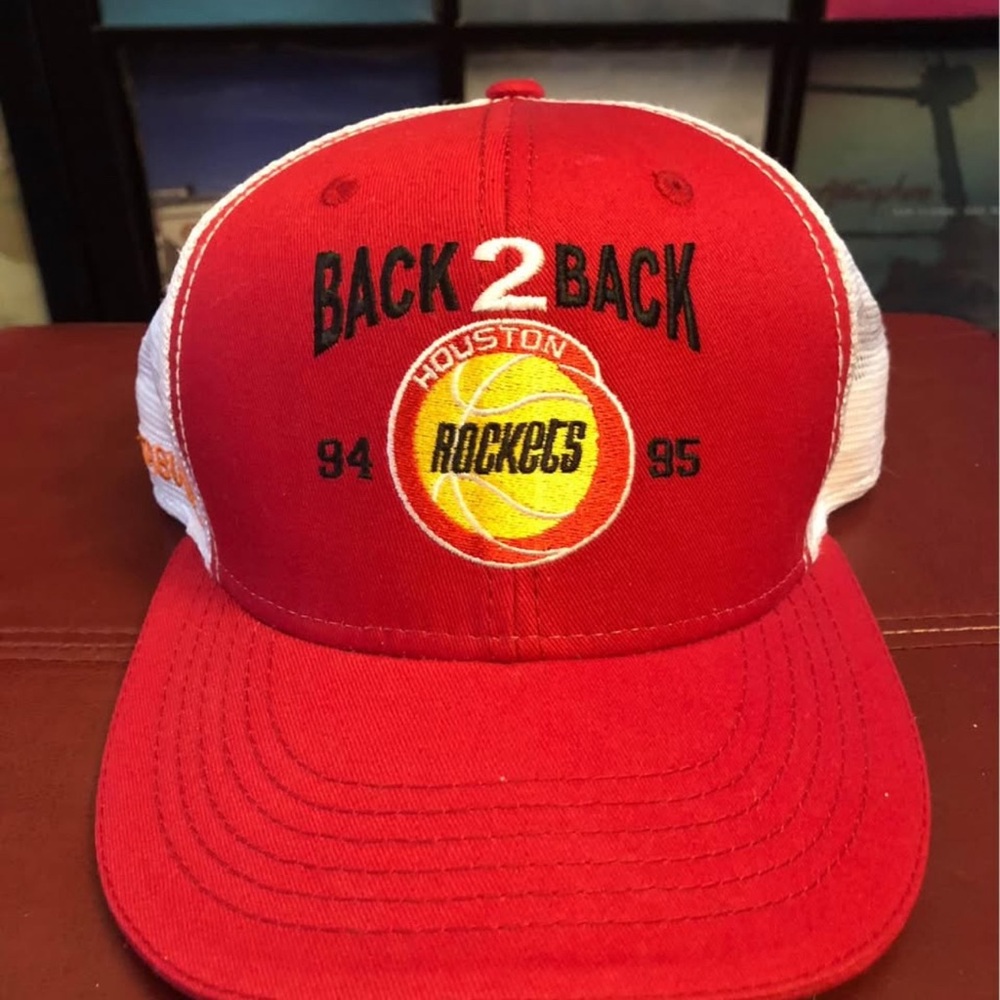 Red Houston Rockets Back 2 Back 90’s Throwback Cap